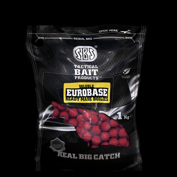 SBS - Soluble-Oldódó EuroBase Ready-Made Boilies Polip - Tintahal - Eperfa 24 mm 1 kg